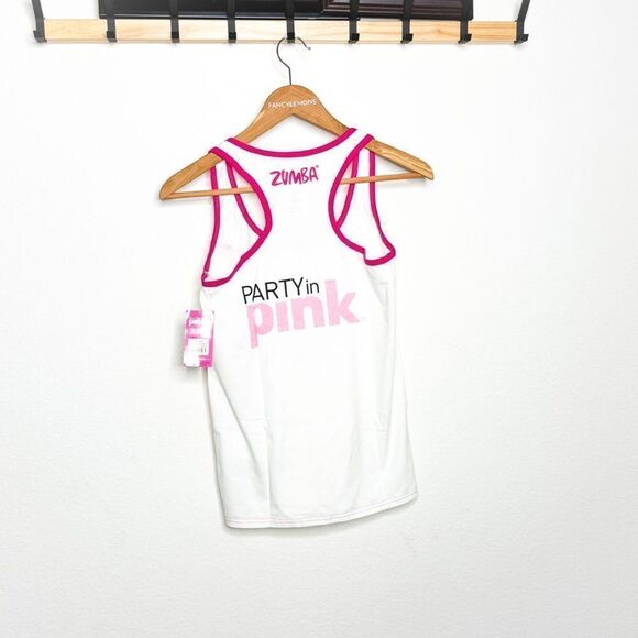 Zumba Women's Party in Pink Groove for the Cure Racerback Tank Top XS White - Picture 4 of 8